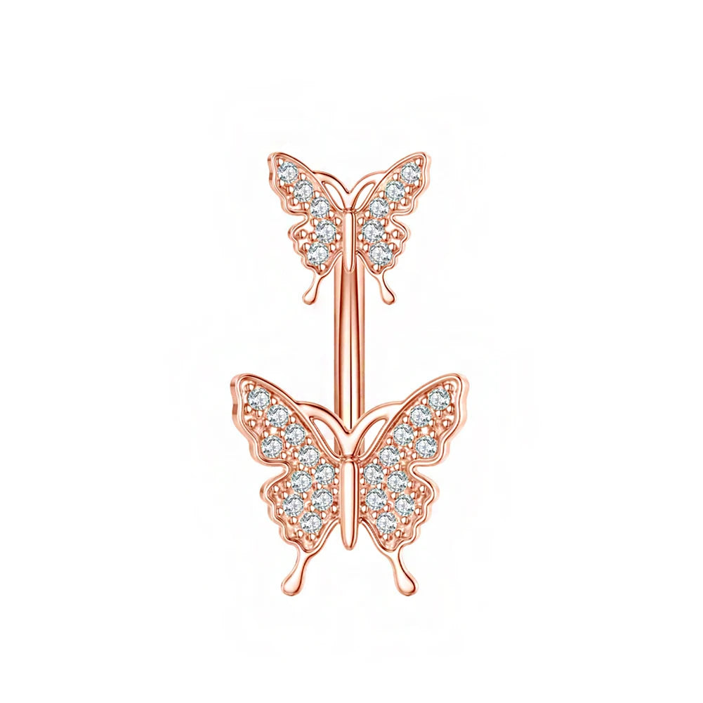 Gothic Butterfly Pendant Belly Ring