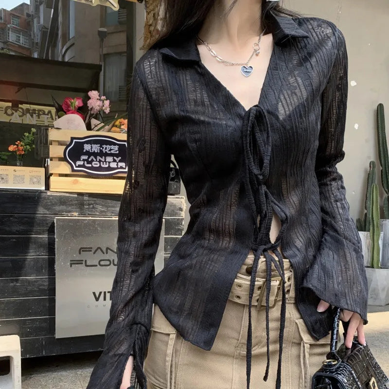Transparent Lace See Through Blouse
