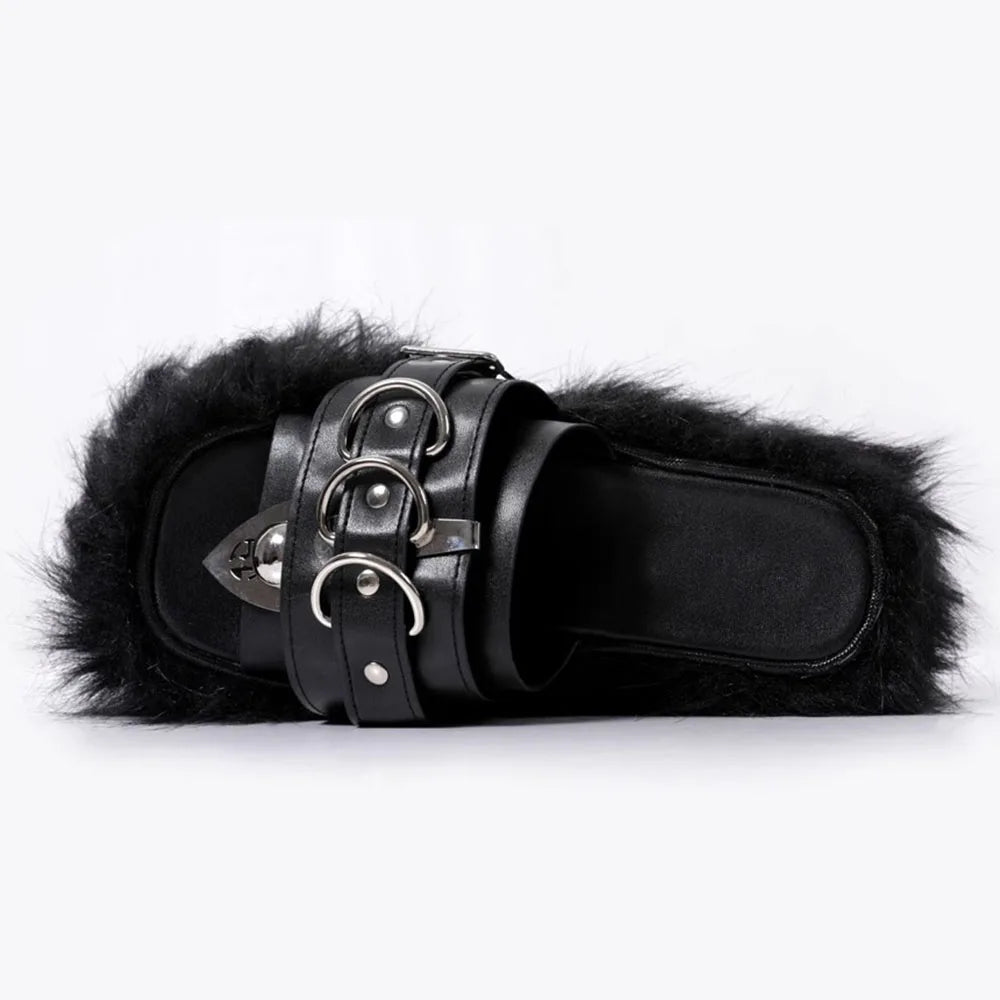 Y2K Gothic Buckle Platform Sandal