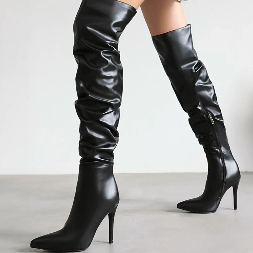 Over-Knee Stiletto Zipper Gothic High Heel Boot
