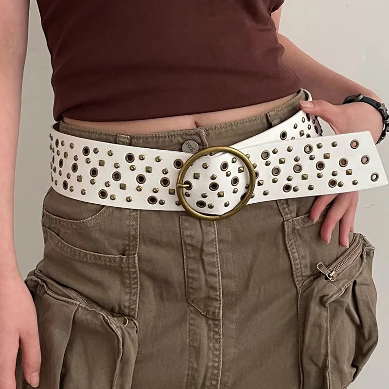Retro Gothic Rivet Wide Belt
