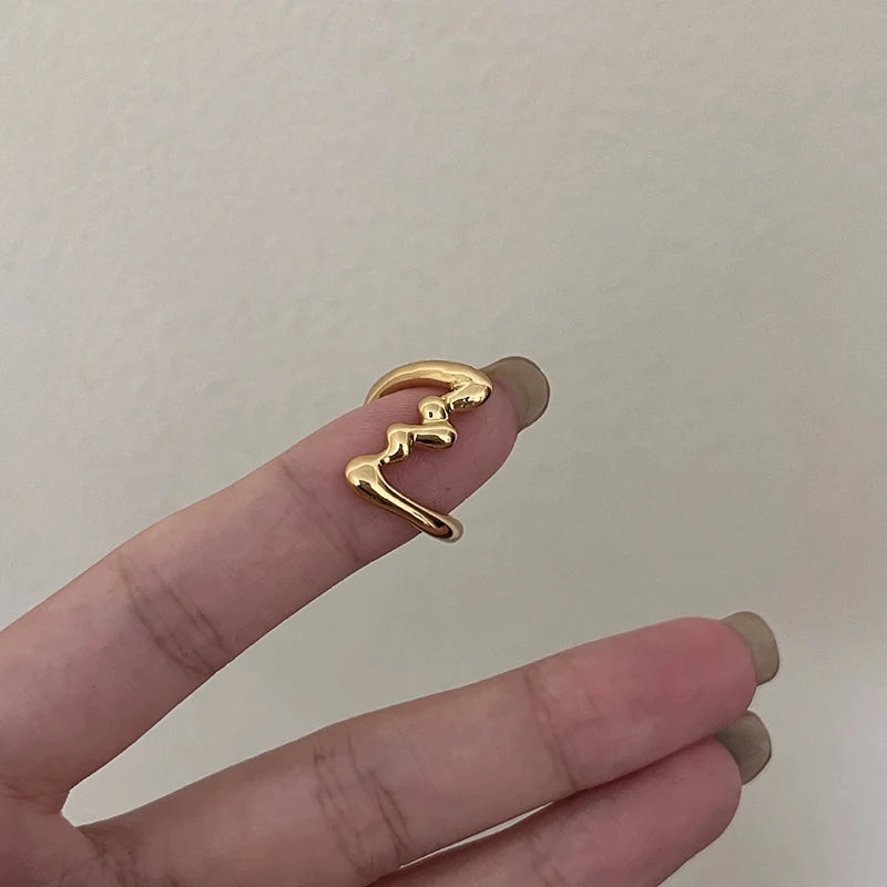 Irregular Copper Wave Gothic Ring