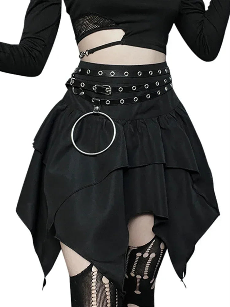 Solid Drawstring Ruched Mini Skirt