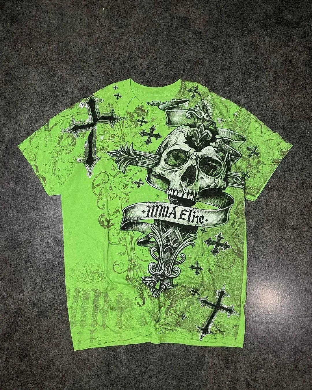 Skull Print Blue Cotton T-shirt