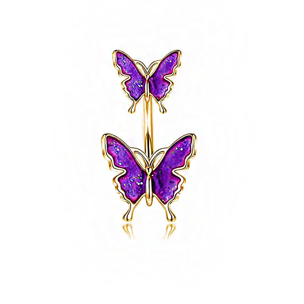 Gothic Butterfly Pendant Belly Ring
