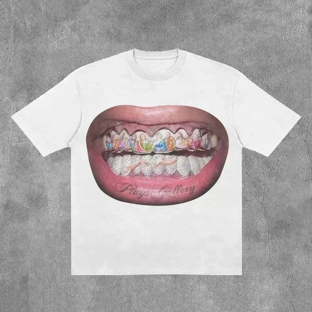 Retro Lightning Graphic Cotton T-shirt