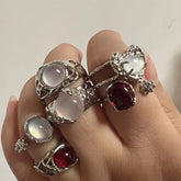 Kpop Y2K Crystal Star Gothic Ring