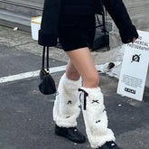 Gothic Bow Spliced Plush Sock