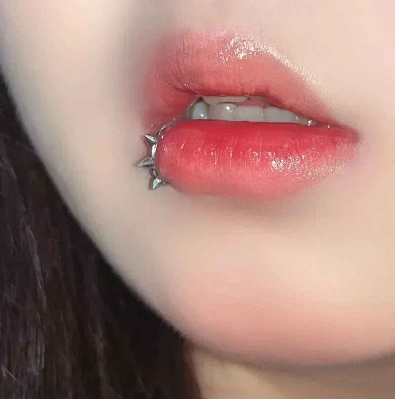 Spike Thorn Snake Bites Hinged Steel Lip Stud