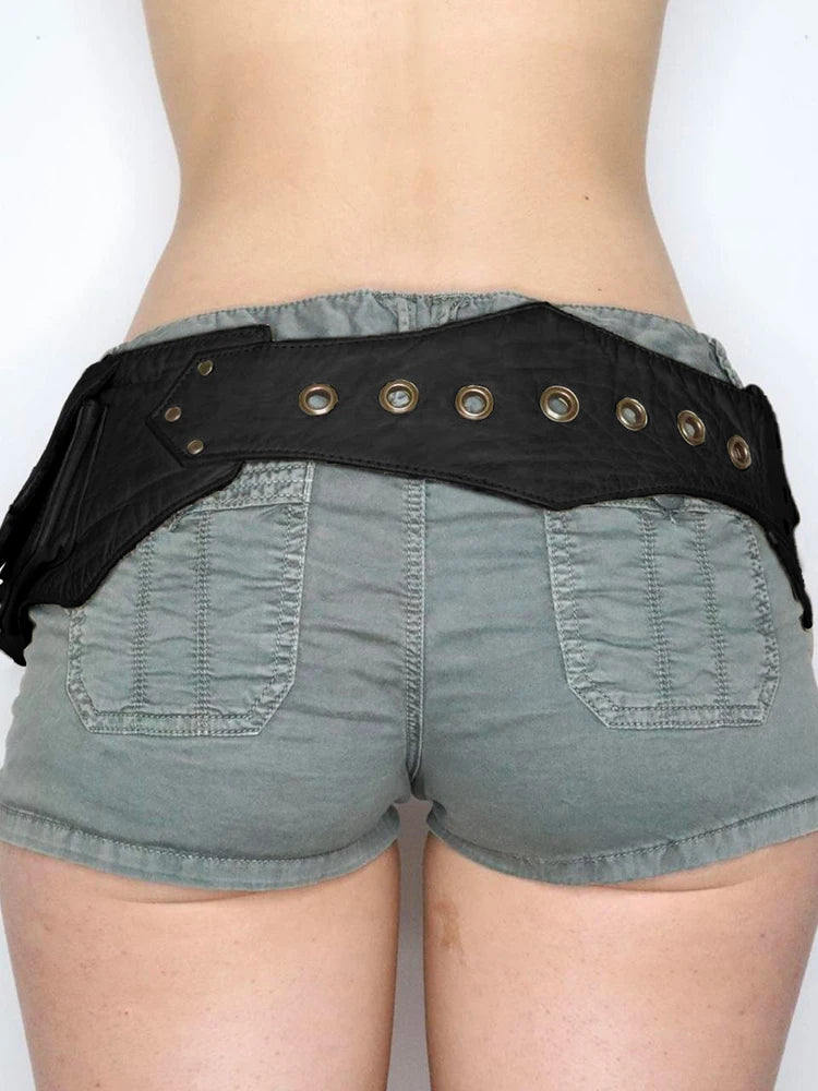 Vintage Gothic Big Pockets PU Leather Belt