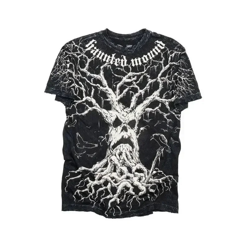 Letter Print Gothic Cotton T-shirt