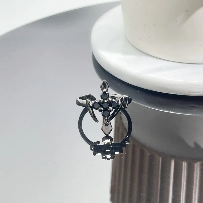 Crystal Cross Punk Gothic Ring