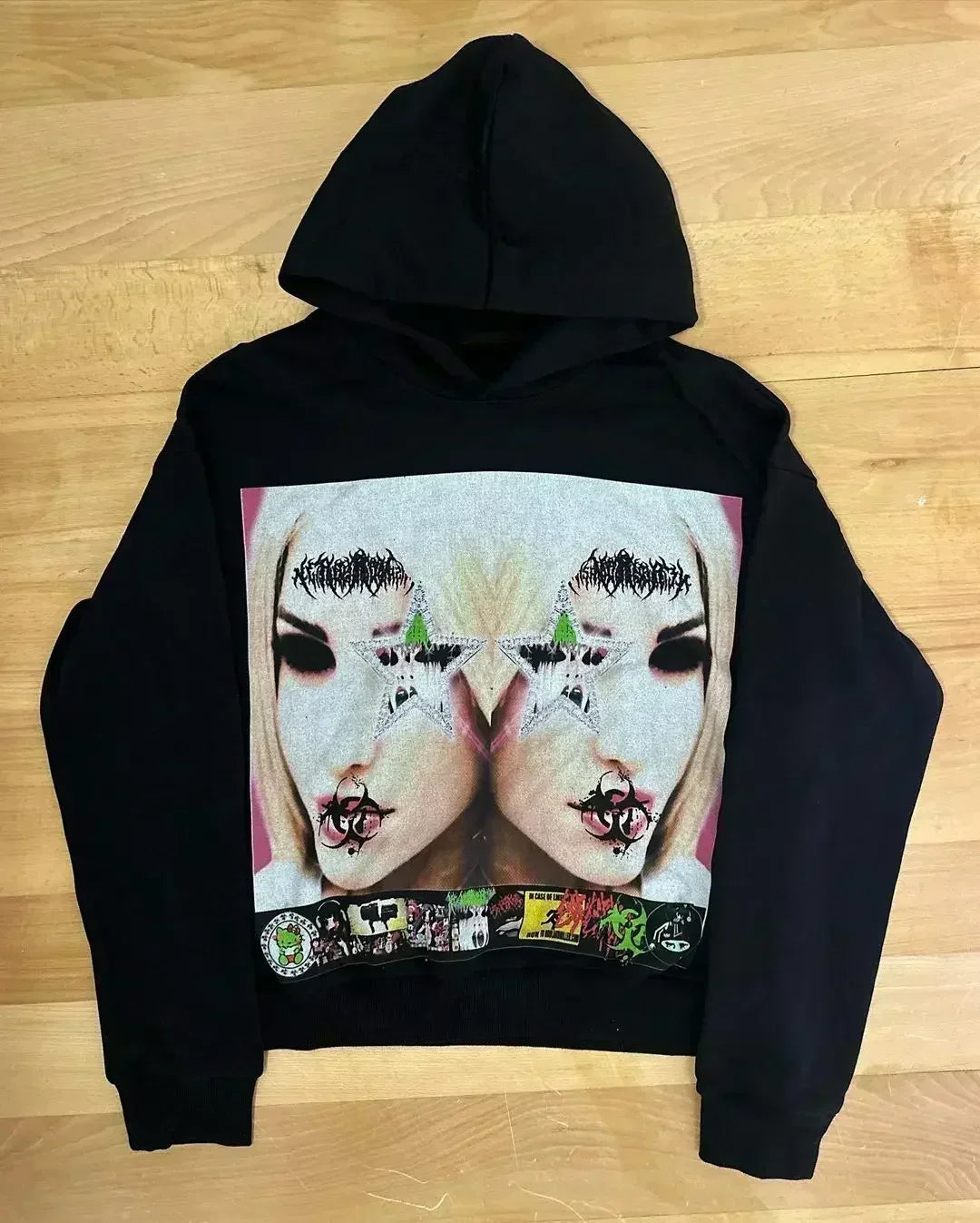 Gothic Print Oversized Hoodie