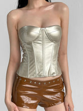 Leather Corset Y2K Patchwork Sexy Tube Crop Top