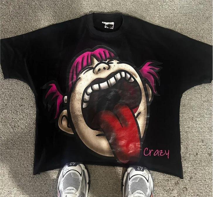 Funny Pattern Print Loose Cotton T-shirt