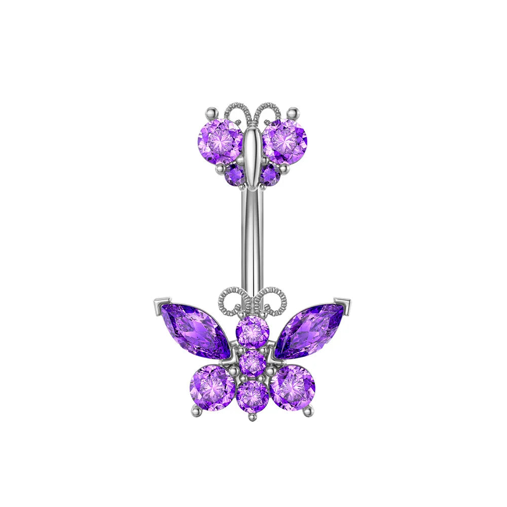 Butterfly Heart Dangle Gothic Belly Ring