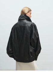 Soft PU Leather Belted Jacket