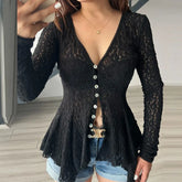 Deep V-Neck Mesh Top