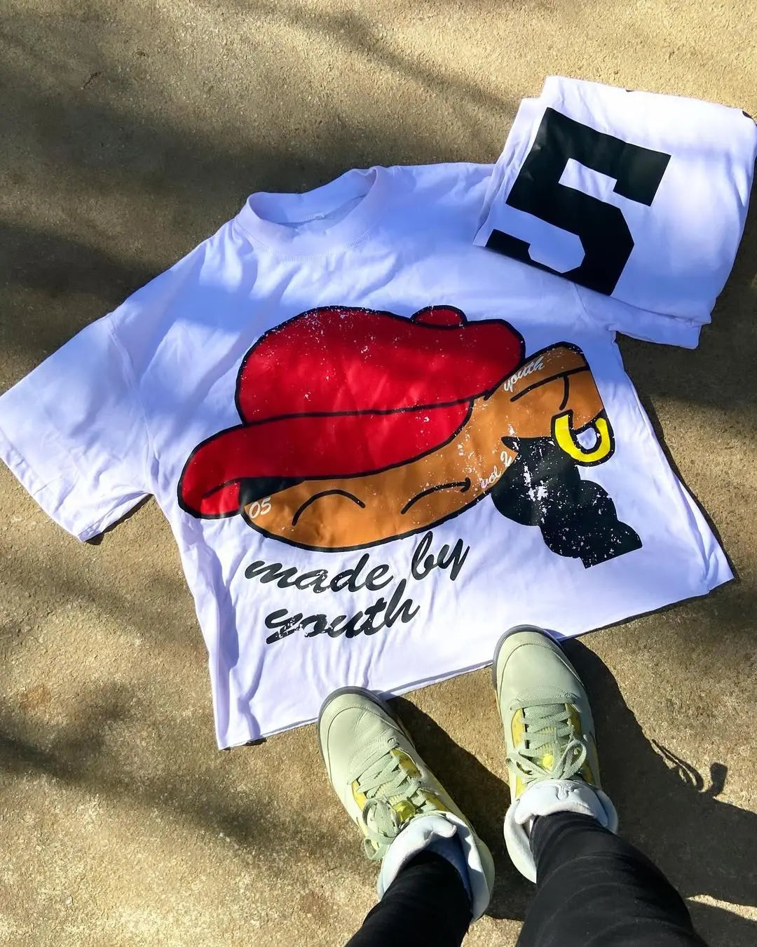 Comic Print Round Neck Cotton T-shirt