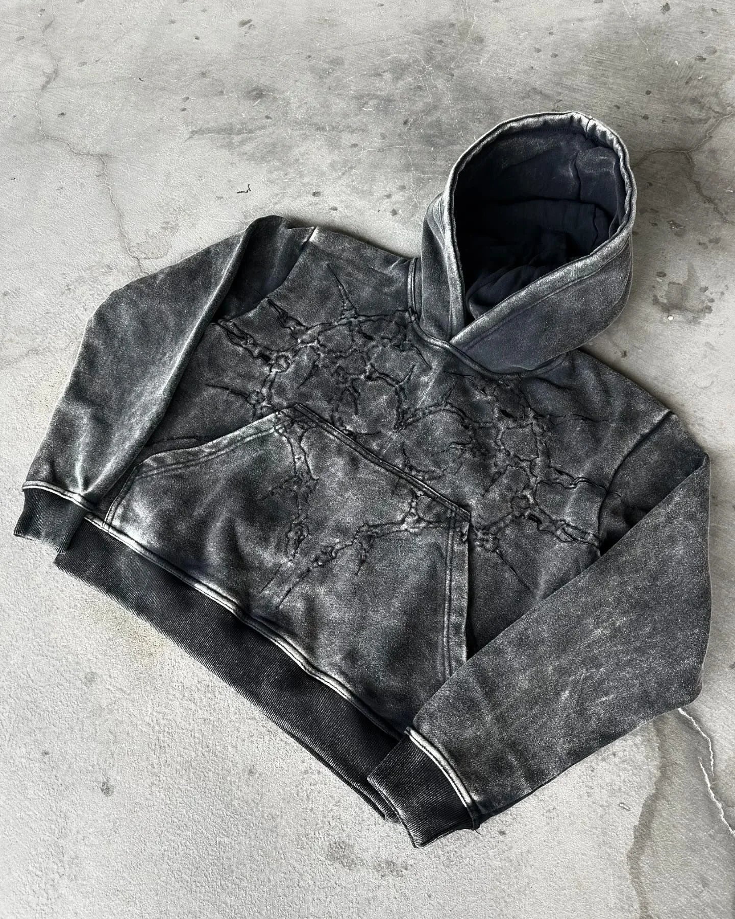 Gothic Embroidery Washing Hoodie