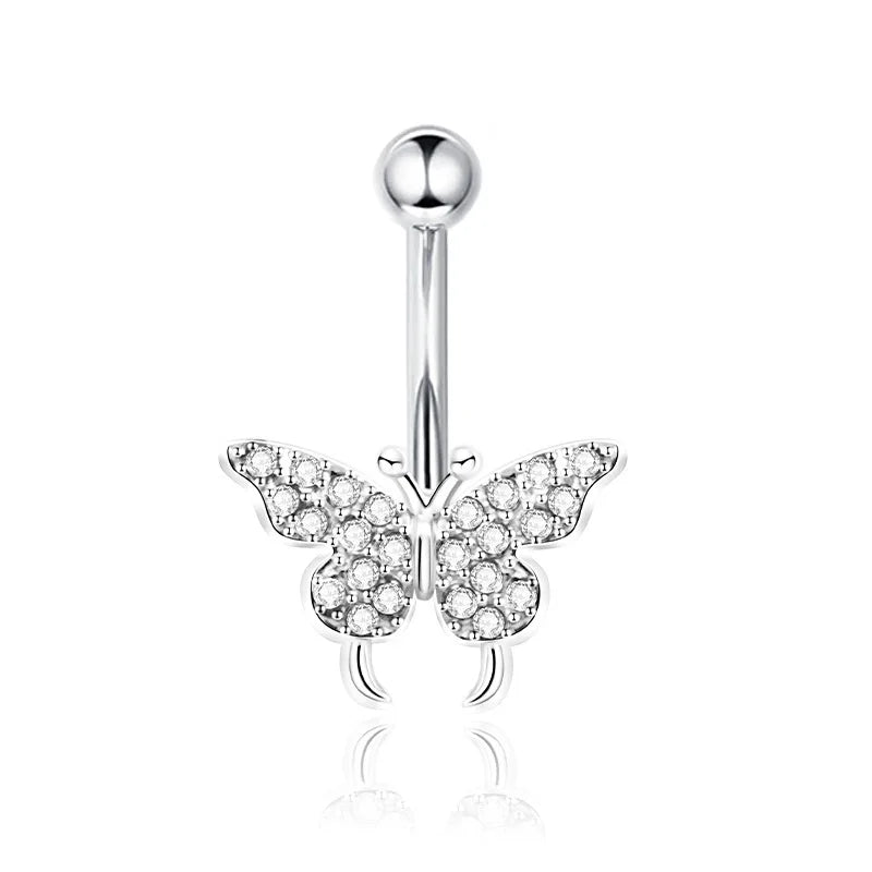 Butterfly Heart Dangle Gothic Belly Ring