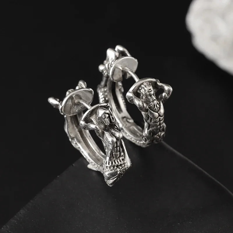 Gothic Black Skull Awl Rock Statement Earring