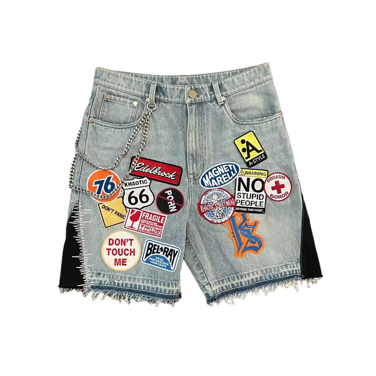 Cartoon Patchwork Denim Short