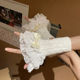 Gothic Lace Bowknot Winter Glove