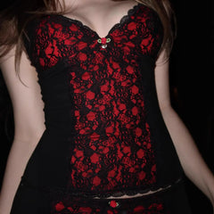 Lace Patchwork Spaghetti Strap Corset