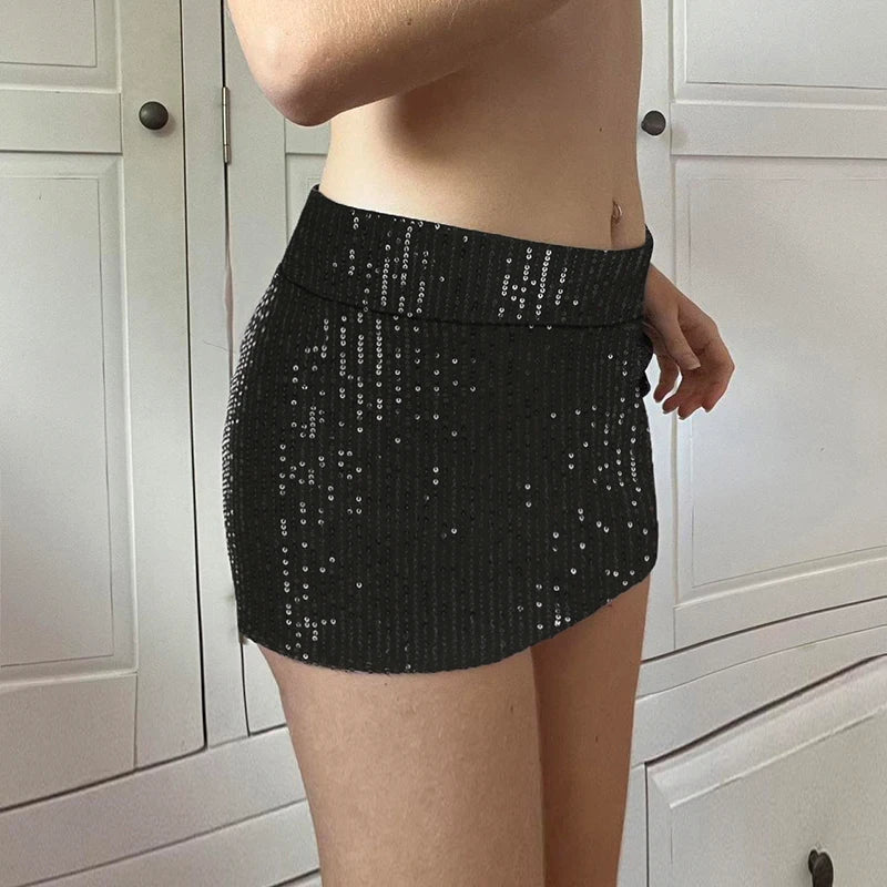 Sequin Vintage Low Rise Mini Skirt
