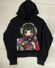 Gothic Print Oversized Hoodie