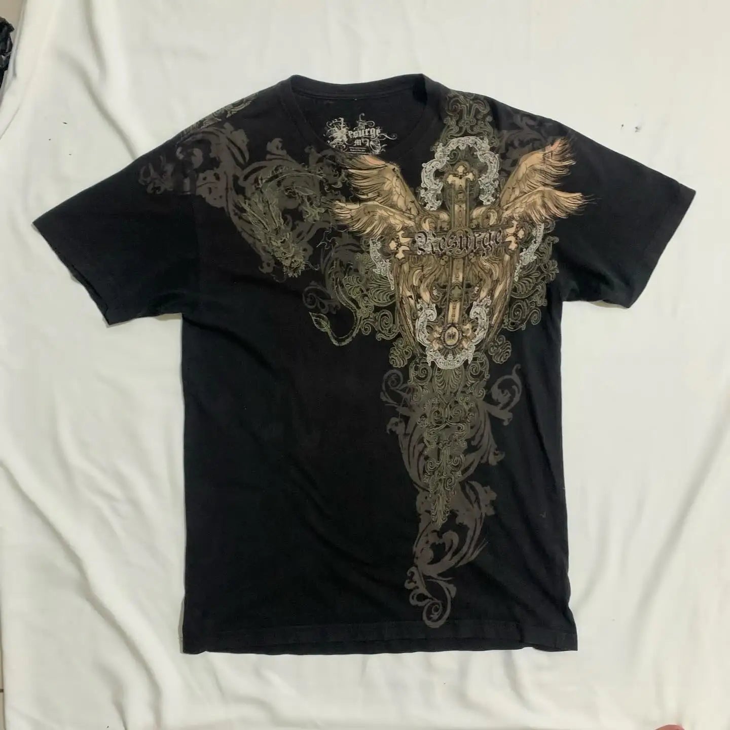 Red Letter Print Gothic Cotton T-shirt