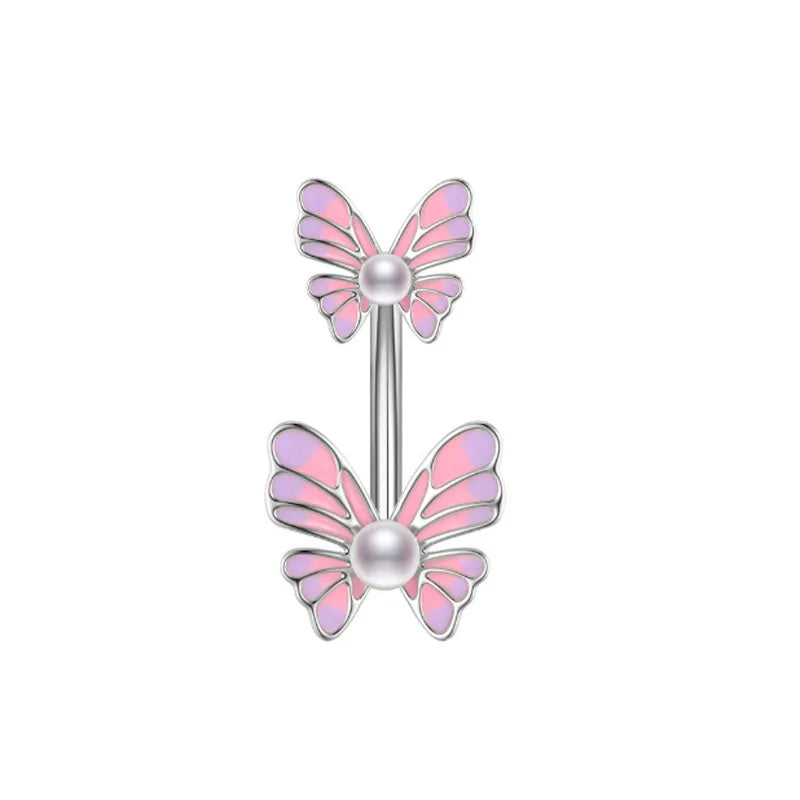 Butterfly Heart Dangle Gothic Belly Ring