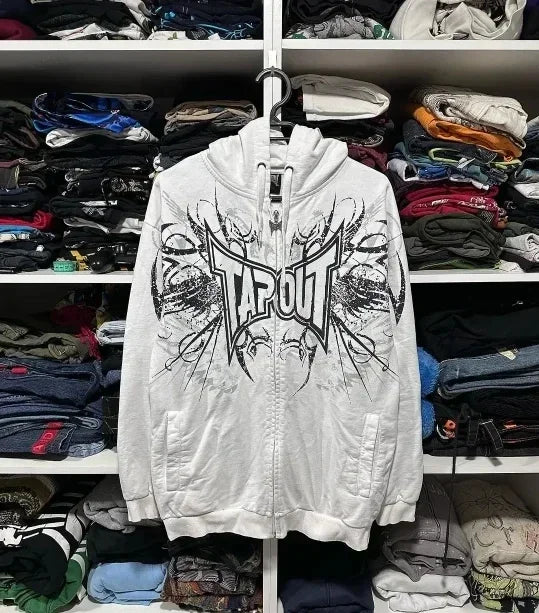 Gothic Skull Pattern Zip Hoodie