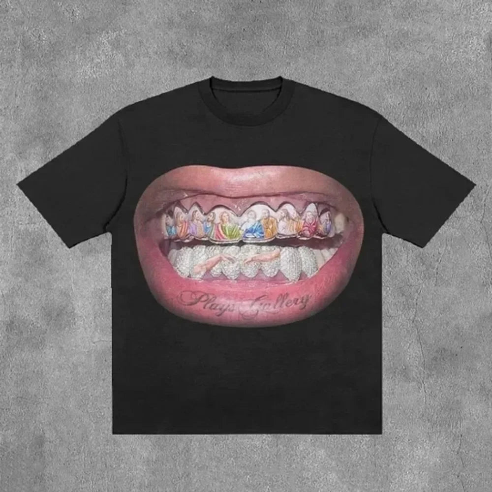 Gothic Teeth Graphic Cotton T-shirt
