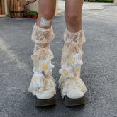 Gothic Lace Plush Star Leg Sock