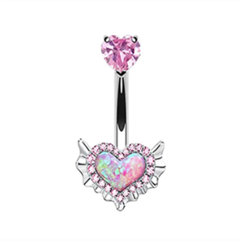 Butterfly Heart Dangle Gothic Belly Ring