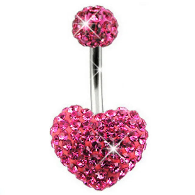 Heart Crystal Dangle Gothic Belly Ring