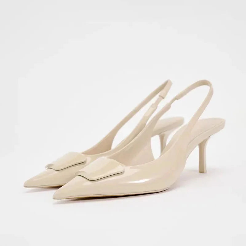 Black Bow Gothic Slingbacks Pointed High Heel