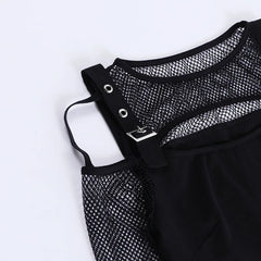 Buckle Detail Crop Mesh Top