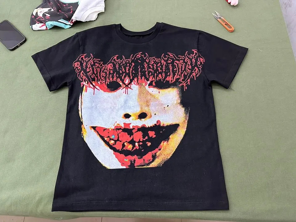 Gothic Abstract Graphic Cotton Oversized T-shirt