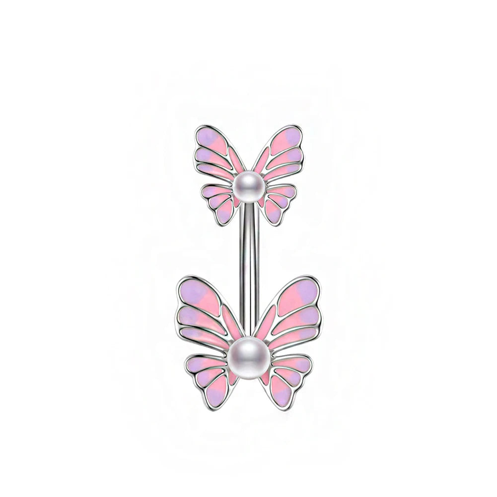 Gothic Butterfly Pendant Belly Ring