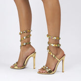 Crystal Gothic Embellished Wraparound Sandals High Heel