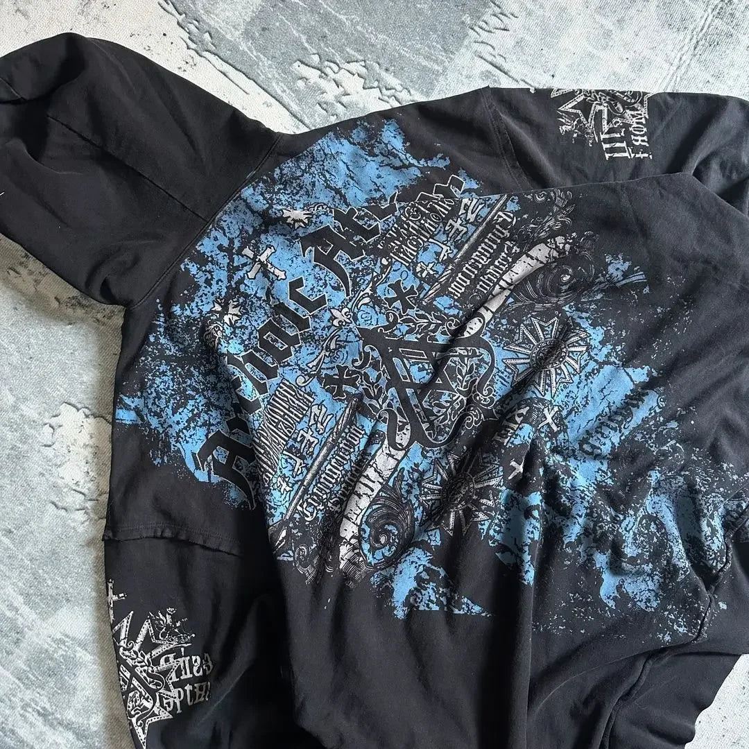 Gothic Retro Pattern Zipper Hoodie