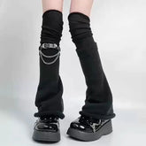 Gothic Over Knee Leather Buckle Sock
