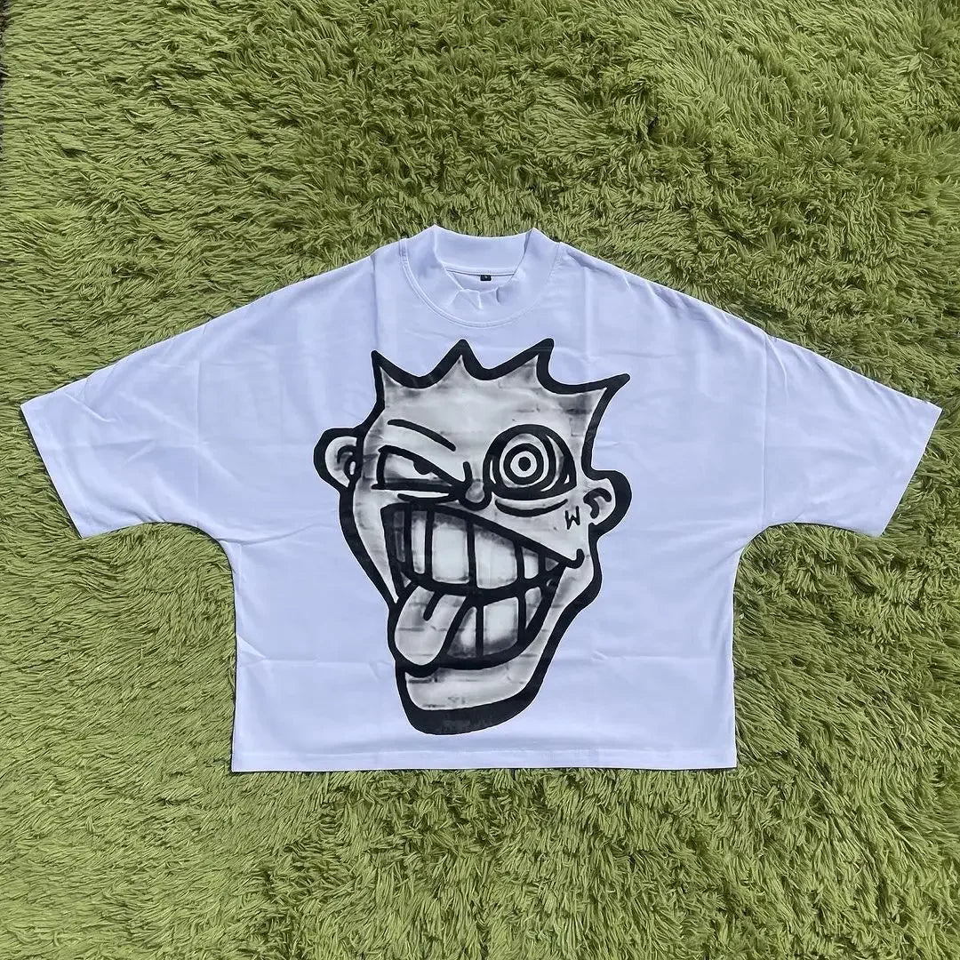 Quirky Pattern Print Oversized Cotton T-shirt