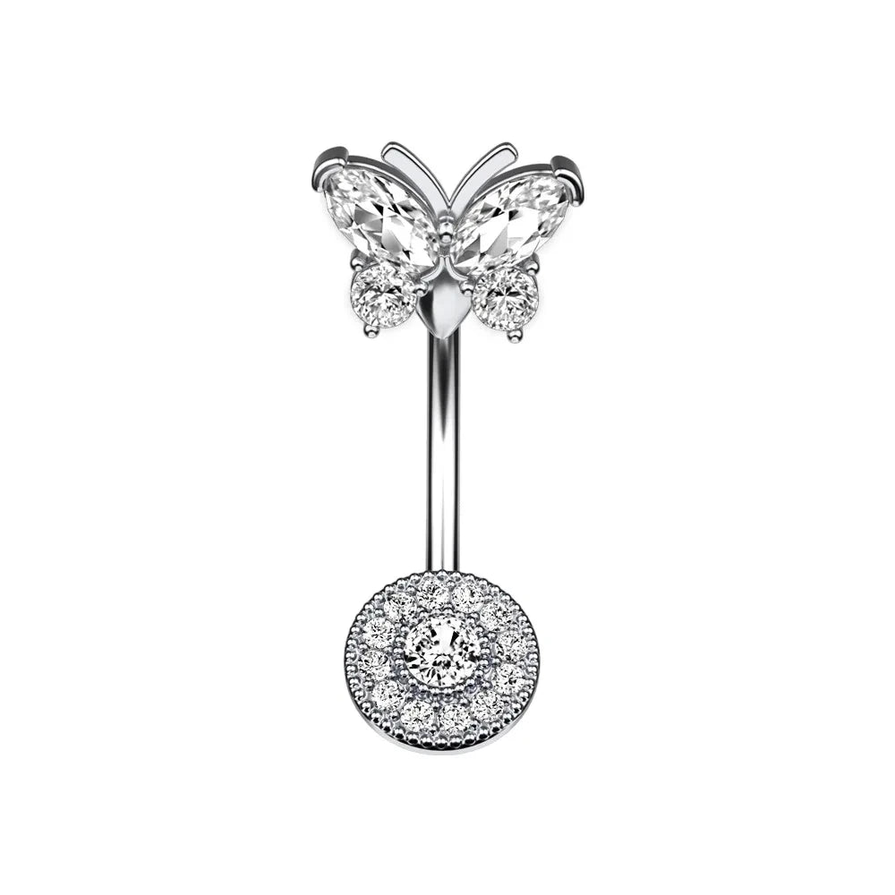 Butterfly Heart Dangle Gothic Belly Ring
