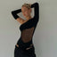 Hollow Out See Through Mesh Bodysuit Crop Top