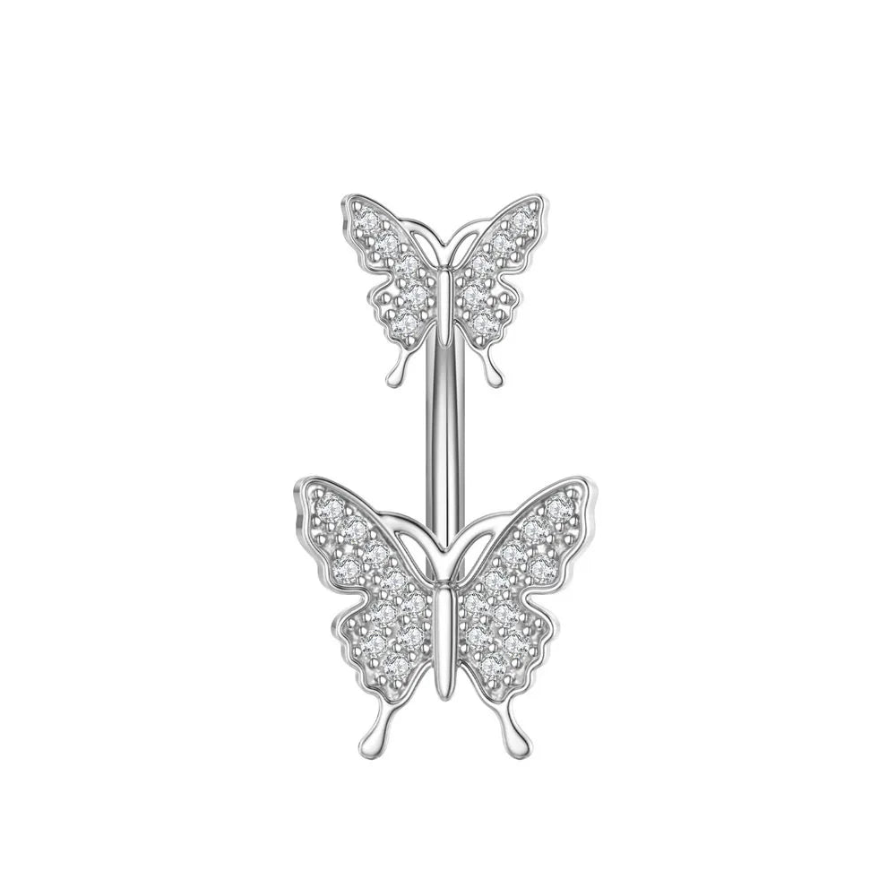 Butterfly Heart Dangle Gothic Belly Ring