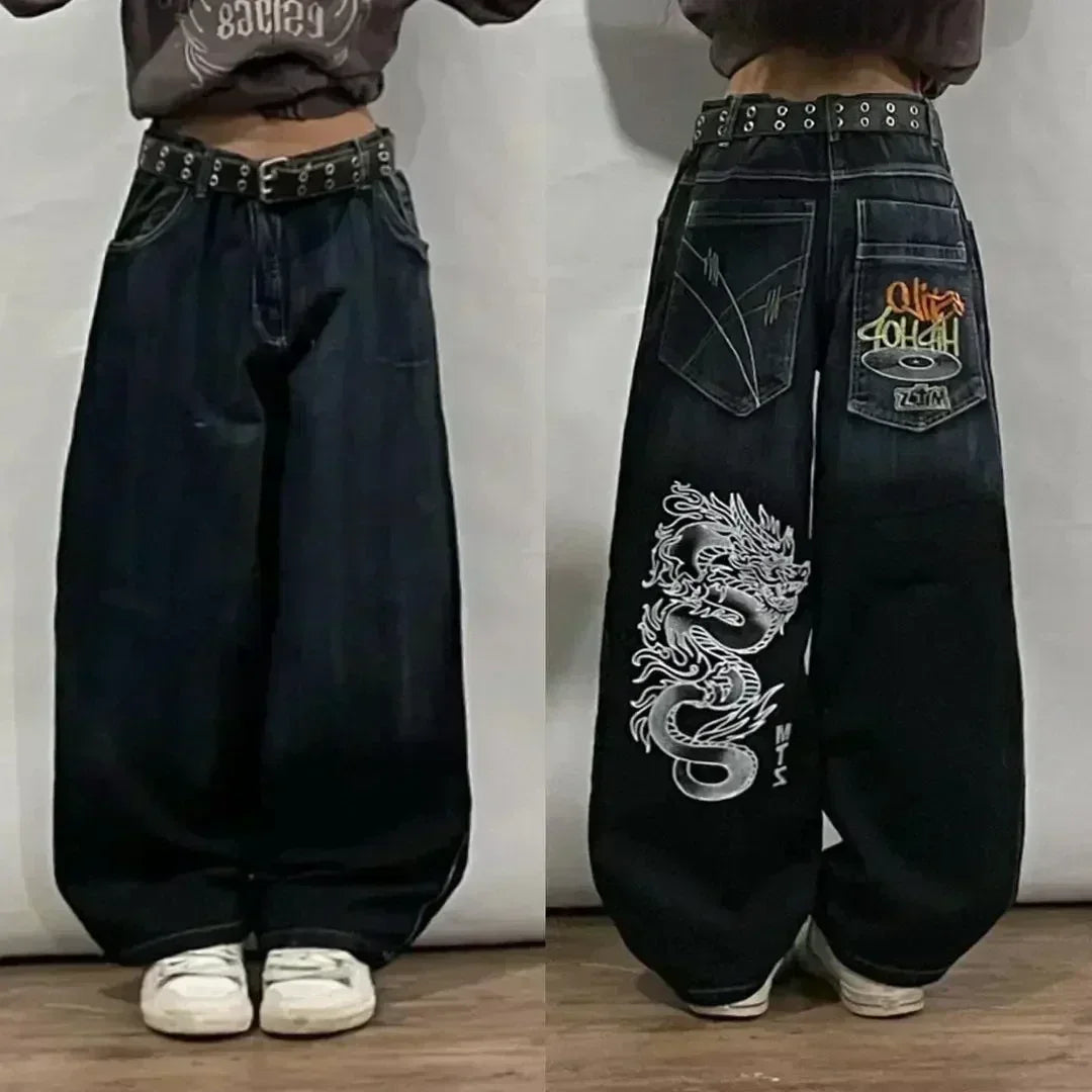 Retro Gothic Cross Wings Embroidered Pant
